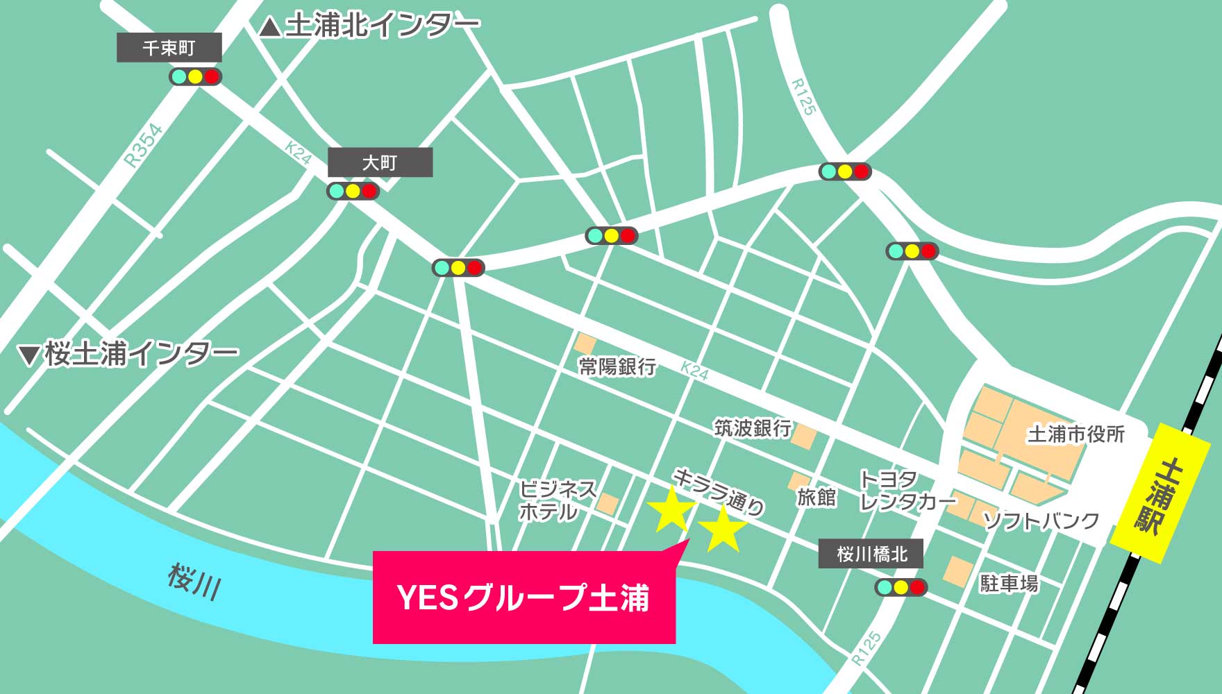 土浦中心部のマップ